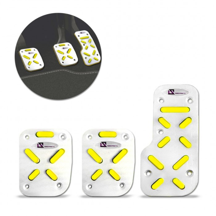 Pedaleiras Esportiva Tuning Amarelo Alumínio Anodizado M1 3 Peças Pedaleiras Esportiva Tuning Amarelo Alumínio Anodizado M1 3 Peças