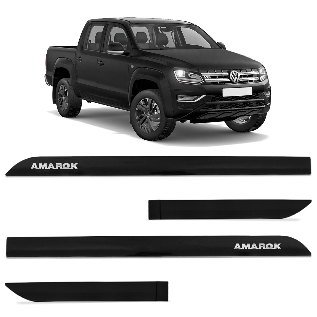 Jogo de Friso Lateral Amarok CD 2010 a 2025 Preto Mystic Alto Relevo